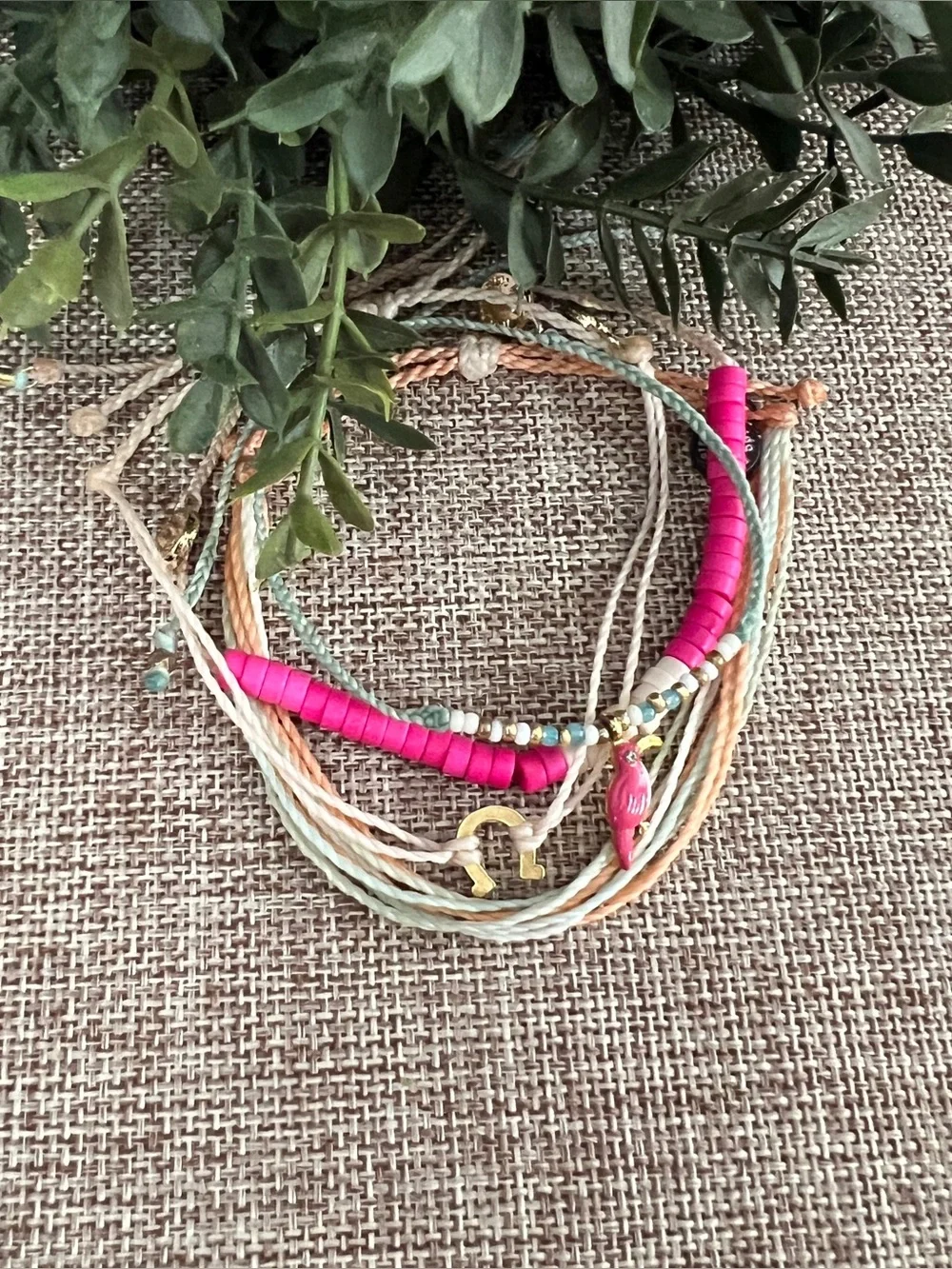 Pura Vida Set of 4 Bracelets, Pastel/Bright Pink, NWOT